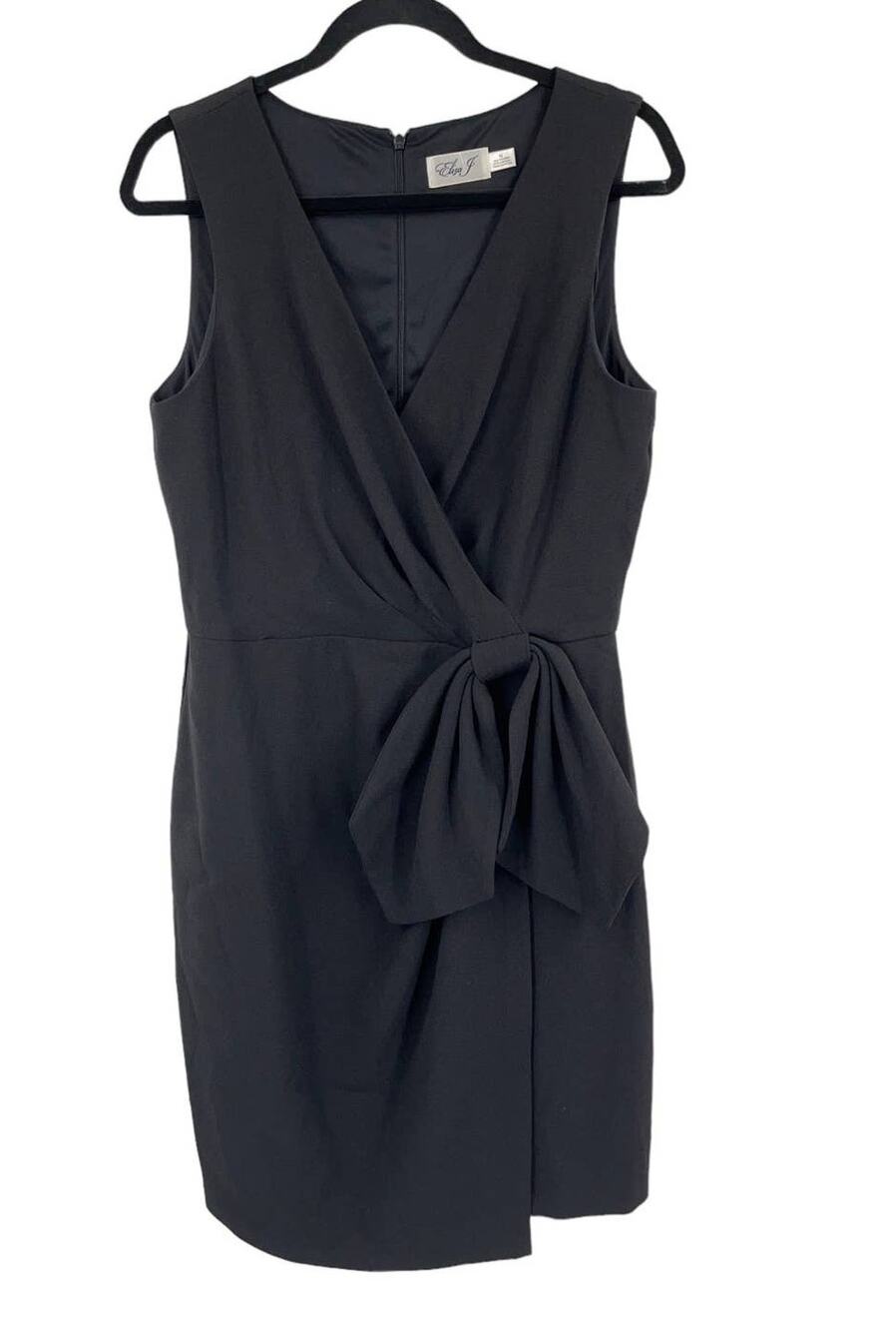 Eliza J Dress faux wrap sleeveless bow at side black size 12